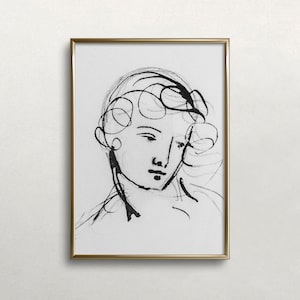 Vintage Woman Portrait Sketch Art Print (Digital Download)