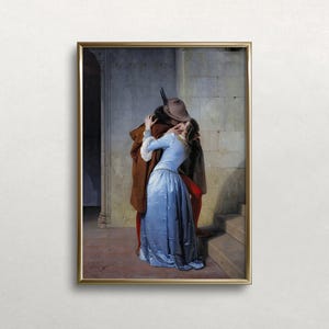 Kissing Couple Vintage Art Print: Romantic Muted Colors (Digital Download #639)