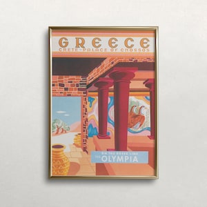 Greece Wall Art, Vintage Wall Art, Crete Print, Greece Travel Poster, Retro Wall Decor, DIGITAL DOWNLOAD, PRINTABLE Wall Art, Large Wall Art