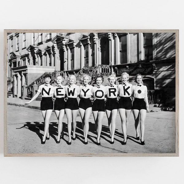 New York Chorus Line, zwart-witte kunst, vintage kunst aan de muur, New York dansers, digitale DOWNLOAD, afdrukbare kunst, kunst aan de grote muur