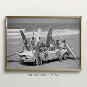 サーファー ウォール アート、白黒アート、ヴィンテージ ウォール アート、ビーチ ウォール アート、サーファー、レトロなウォール デコレーション、デジタル ダウンロード、印刷可能なウォール アート