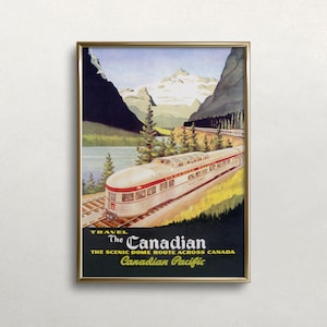 Impresión de tren, arte de pared vintage, impresión de tren canadiense, cartel de viaje de Canadá, arte de pared retro, arte de cartel, DESCARGA DIGITAL, arte de pared IMPRIMIBLE