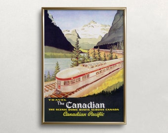 Impresión de tren, arte de pared vintage, impresión de tren canadiense, cartel de viaje de Canadá, arte de pared retro, arte de cartel, DESCARGA DIGITAL, arte de pared IMPRIMIBLE