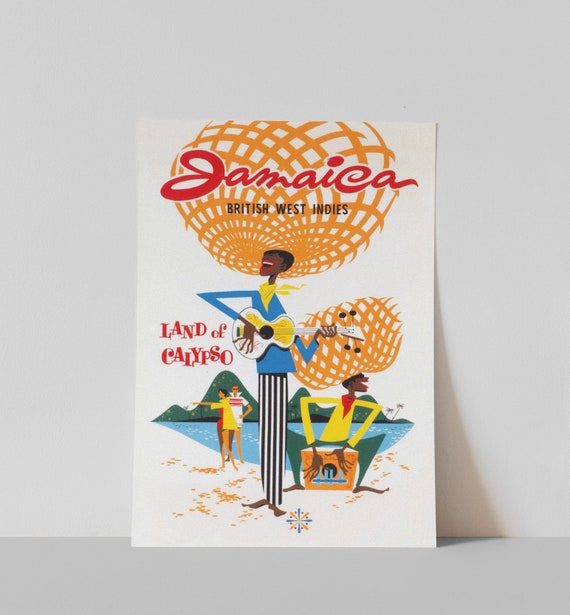 Jamaica Vintage Travel Poster: Calypso Music Art (digital Download