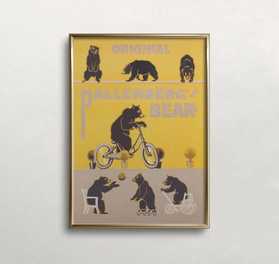 Bear Wall Art, Vintage Wall Art, Circus Bears Art, Vintage Bear Print, Whimsical Wall Art, DIGITAL DOWNLOAD, PRINTABLE Art, Large Wall Art