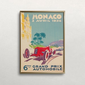 Impressão do Grande Prêmio, pôster do Grande Prêmio de Mônaco, pôster do Grande Prêmio de 1934, arte esportiva vintage, DOWNLOAD DIGITAL, arte de parede para IMPRIMIR, arte de parede grande