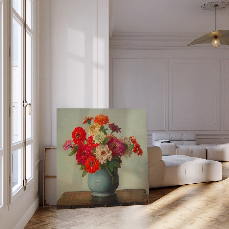 Zinnias Wall Art Flowers Wall Art Vintage Wall Art Etsy