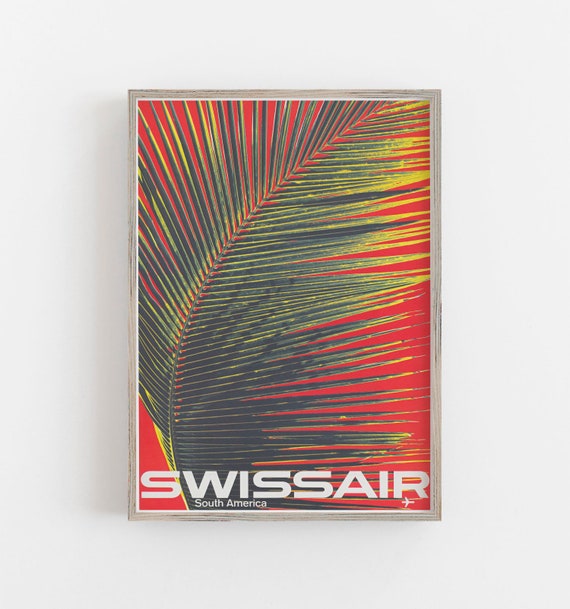 Vintage Palm Leaf Art Print, South America Travel Poster (Digital Download)