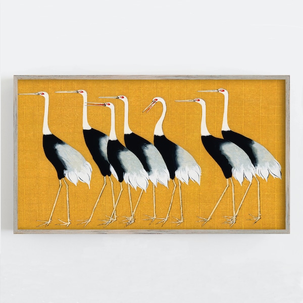 Samsung Frame TV Art, Cranes Wall Art, Vintage Wall Art, Asian Wall Decor, Birds Wall Art, Digital DOWNLOAD, Digital Art for Tv