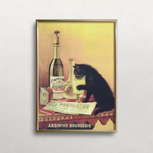 Absintkatttryck: Vintage barväggdekor, utskrivbar väggkonst (digital nedladdning)