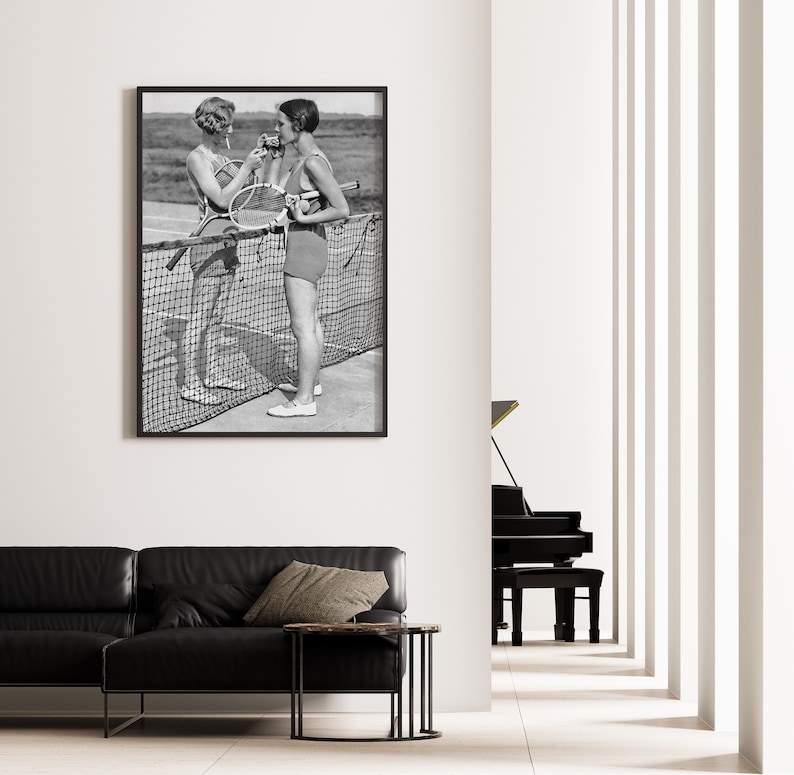 Women Tennis Players, Black and White Art, Vintage Wall Art, Cigarette Break, Women Sports Art, DIGITAL DOWNLOAD, PRINTABLE Art image 5