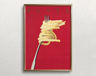 Vintage Pasta Poster: Spaghetti Fork Foodie Art (Digital Download)