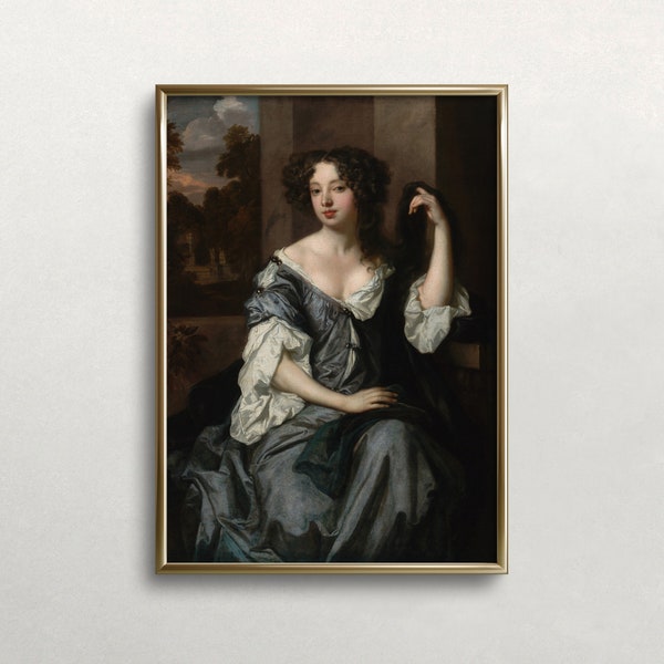 Duchess of Portsmouth | Woman Portrait | Vintage Wall Art | Dark Moody Colors | Regency Wall Art  Digital DOWNLOAD | PRINTABLE Wall Art #476