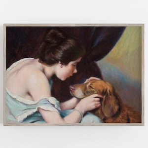 Woman and Dog Print | Vintage Wall Art | Best Friend | Dog Wall Art  | Woman Portrait | Antique Wall Decor | PRINTABLE Art #205