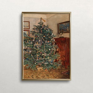 Christmas Tree Art, Vintage Christmas Art, Vintage Holiday Decor, Christmas Print, DIGITAL DOWNLOAD, PRINTABLE Wall Art #368