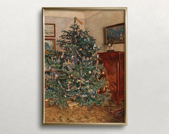 Christmas Tree Art, Vintage Christmas Art, Vintage Holiday Decor, Christmas Print, DIGITAL DOWNLOAD, PRINTABLE Wall Art #368