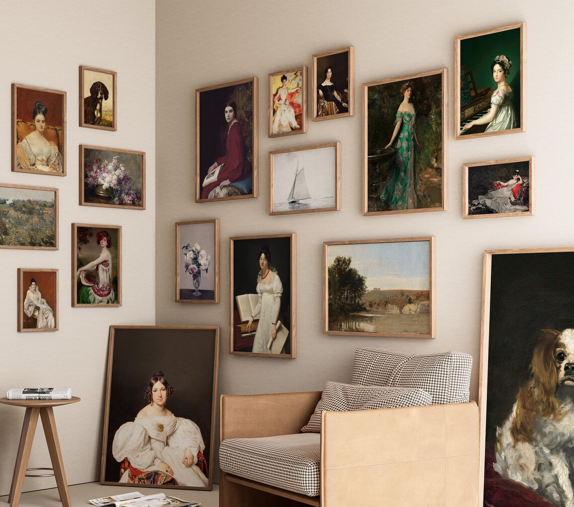 Vintage Gallery Wall Art Set: Landscape, Portrait, Flowers, 50 Prints ...