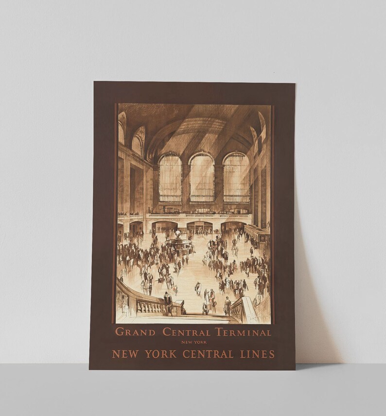 Vintagetryck av Grand Central Station: Resekonst i New York (digital nedladdning) bild 6