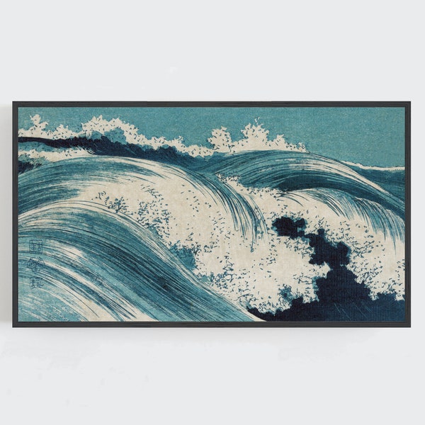 Samsung Frame TV Art, Ocean Waves Wall Art, Vintage Wall Art, Japanese Culture Art, Beach Wall Art, Digital DOWNLOAD, Digital Art for Tv