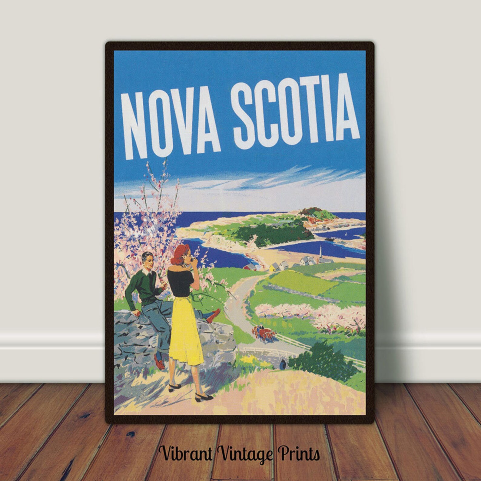 Nova Scotia Canada Print Vintage Travel Poster Retro Wall Etsy