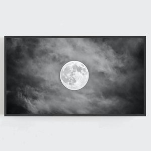 Moon Frame TV Art, Halloween Wall Art, Black and White Art, Full Moon Wall Art, Moon Wall Art, Samsung Frame TV Art, Digital DOWNLOAD