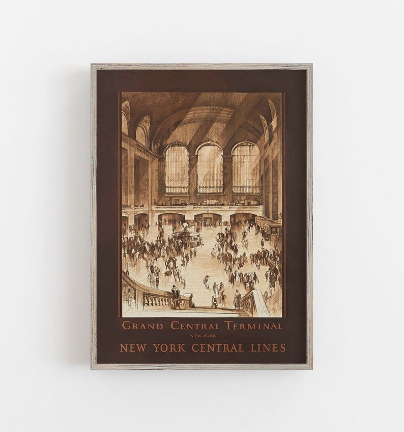 Vintagetryck av Grand Central Station: Resekonst i New York (digital nedladdning) bild 5