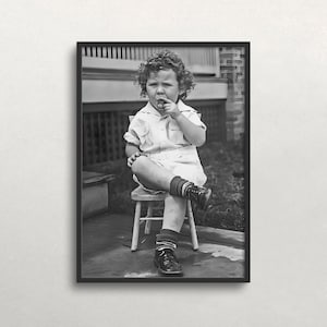 Boy Smoking Cigar, Black and White Art, Vintage Wall Art, Funny Wall Art, Old Photo, Weird Wall Art, DIGITAL DOWNLOAD, PRINTABLE Wall Art