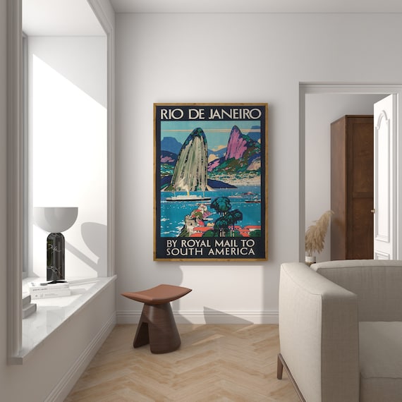Rio de Janeiro Vintage Travel Poster: Sugarloaf Mountain (Digital Download)