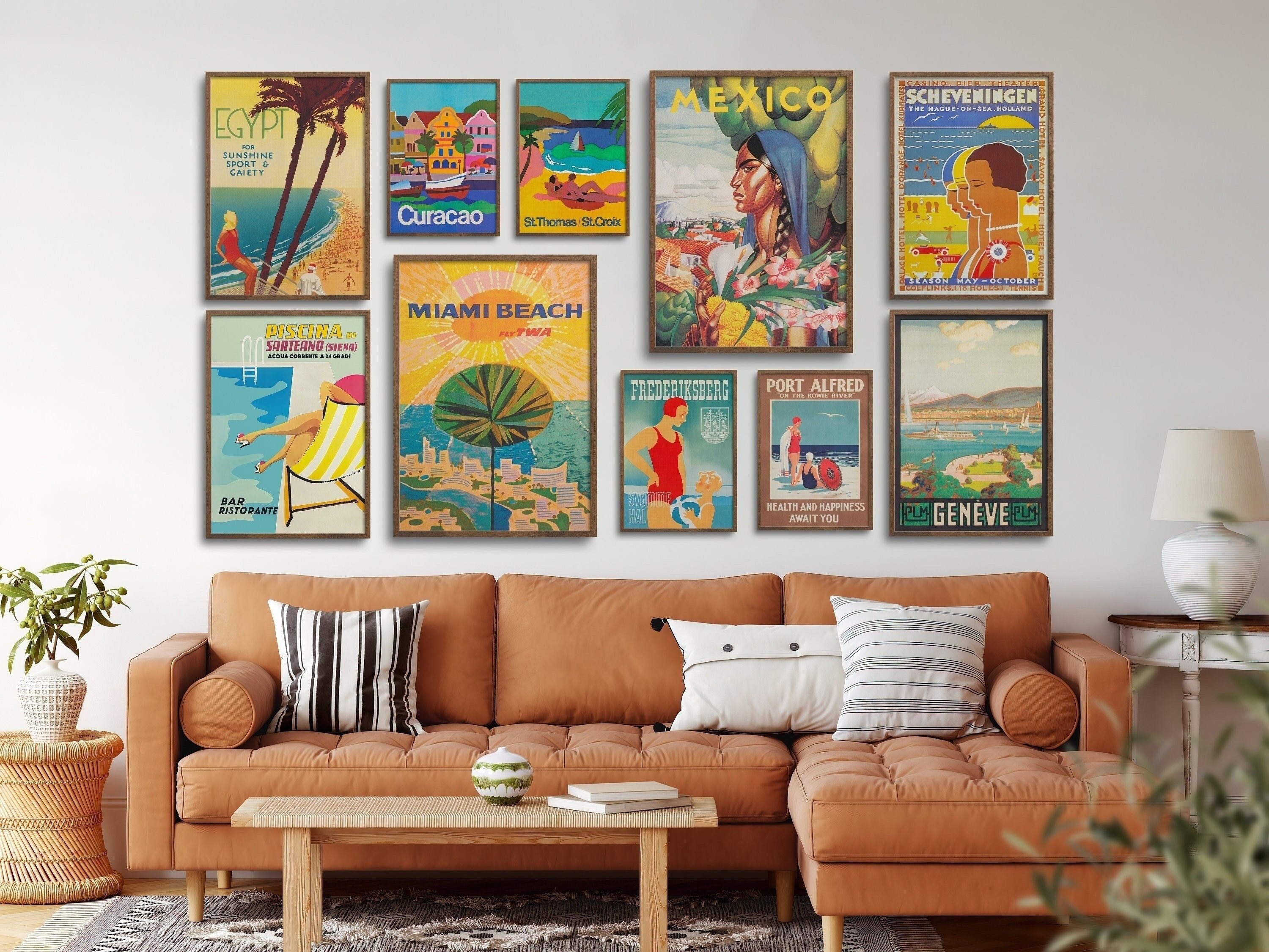 Retro Travel Posters Gallery Wall Art Vintage Wall Art - Etsy