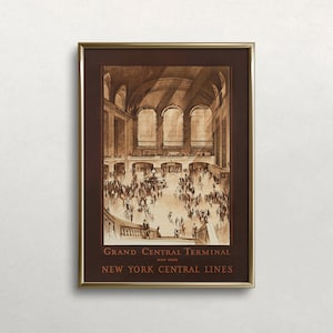 Vintagetryck av Grand Central Station: Resekonst i New York (digital nedladdning) bild 1