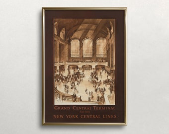 Vintage Grand Central Station Print: New York City Travel Art (Digital Download)
