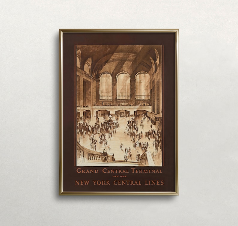 Vintagetryck av Grand Central Station: Resekonst i New York (digital nedladdning) bild 1