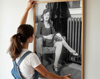 Woman With A Gun, Black and White Art, Vintage Wall Art, Gun in