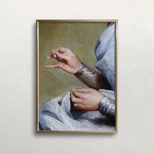 Vintage Needlework Art Print: Woman Sewing (Digital Download)