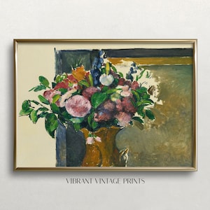 Vintage Flower Art | Moody Floral Art | Vintage Wall Art | Floral Still Life | Soft Muted Colors | Flowers in Vase | PRINTABLE Wall Art #222
