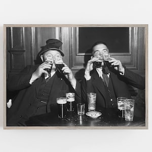 Vintage Men Drinking Beer Print: Funny Bar Wall Art (Digital Download)
