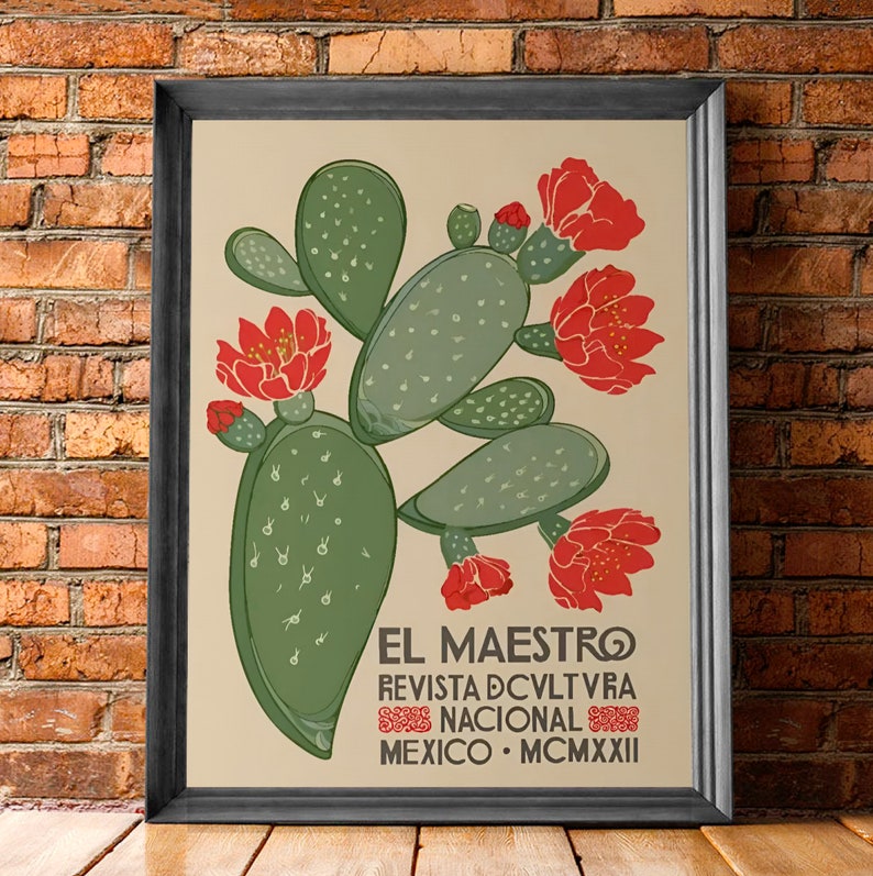 El Maestro Kaktustryck: Vintage Mexikos väggkonst (digital nedladdning) bild 4