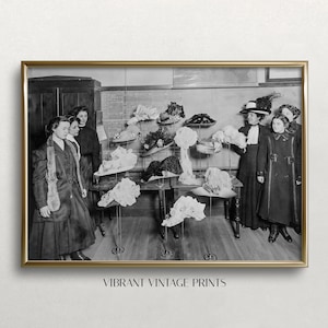 Ladies At Hat Shop, Black and White Art, Vintage Wall Art, Ladies and Hats, Victorian Women Art, Old Photo, DOWNLOAD, PRINTABLE Wall Art