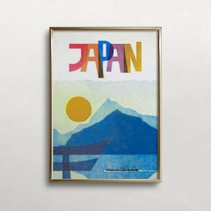 日本旅行ポスター、ヴィンテージウォールアート、太陽のウォールアート、日本文化プリント、カラフルなウォールアート、デジタルダウンロード、印刷可能なウォールアート