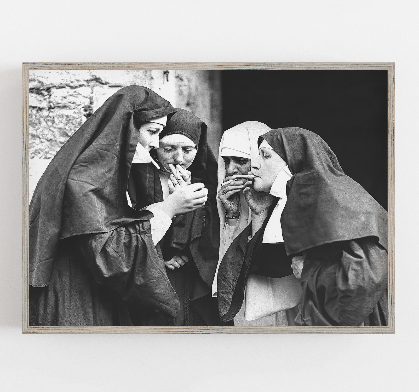 Nuns Smoking, Black and White Art, Vintage Wall Art, Funny Wall Art, Smoking Nuns Print, DIGITAL DOWNLOAD, PRINTABLE Art, Large Wall Art