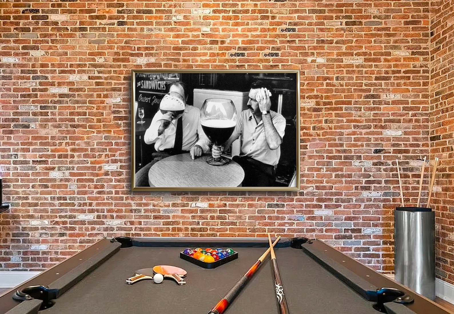 Men Drinking Beer, Black and White Art, Vintage Wall Art, Giant Beer