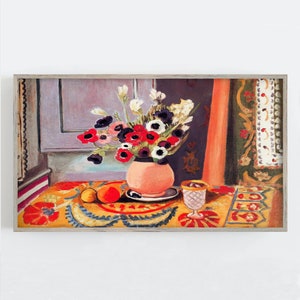 Matisse Anemones Art: Natureza morta floral vintage, decoração de parede vibrante (download digital)