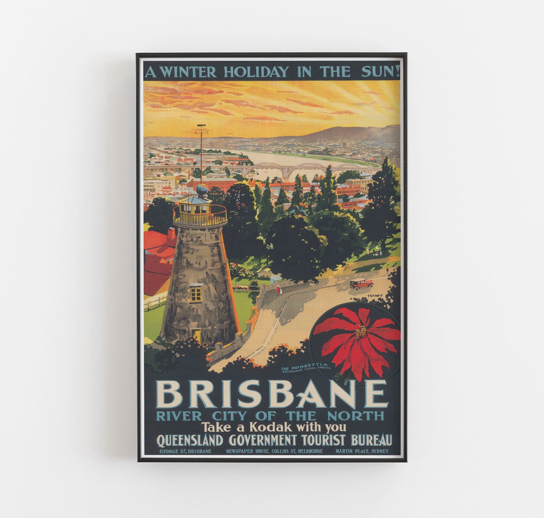 Brisbane Australia Print Vintage Wall Art Australia Wall Etsy Israel