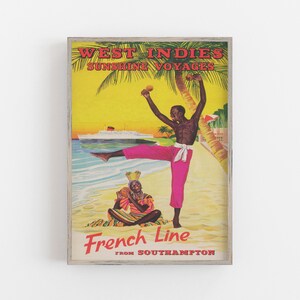 Plakat z podróży po Karaibach, sztuka z Indii Zachodnich w stylu vintage (do pobrania w wersji cyfrowej)