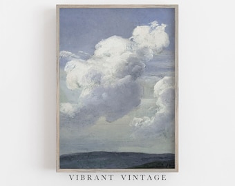 Vintage Cloud Skyscape Print: 19th Century Blue Sky Art (Downloadable)