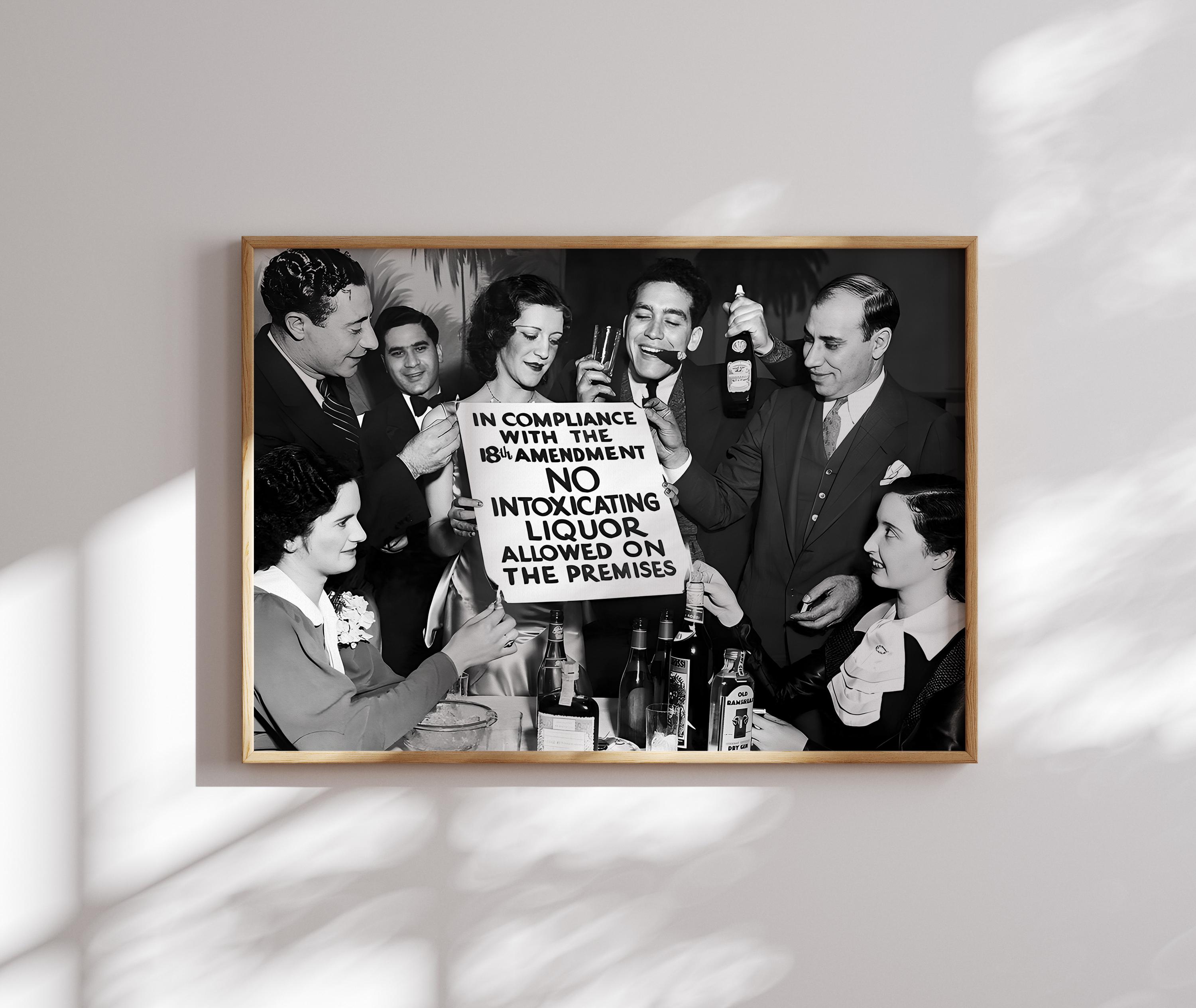 Prohibition Era Print: No Liquor Sign, Speakeasy Bar Decor