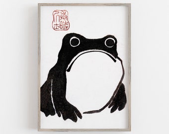 Vintage Grumpy Frog Japanese Art Print (Digital Download)