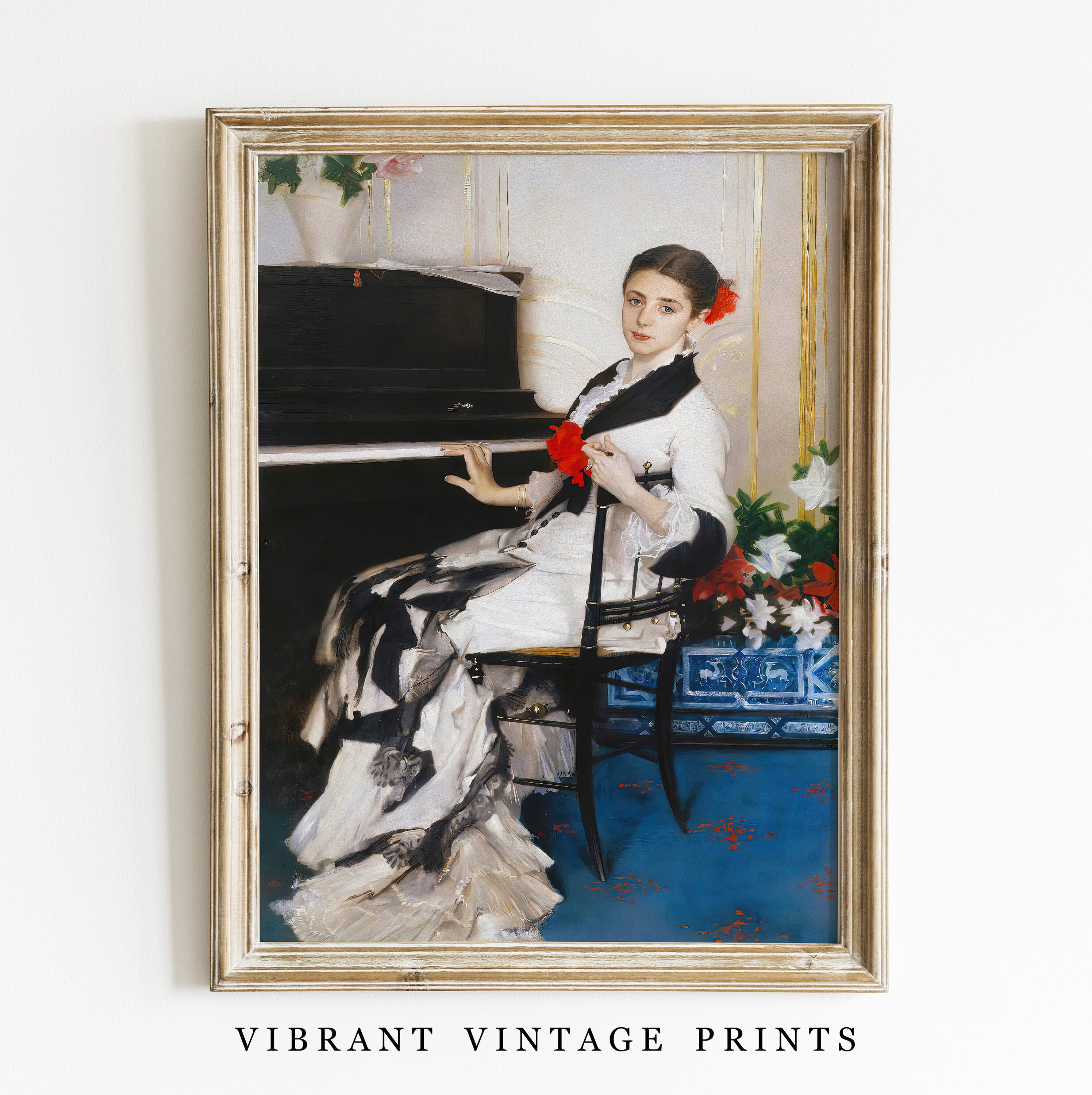 Piano Player Art Vintage Wall Art Woman Portrait Music - Etsy
