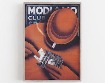 Modiano Vintage Art Deco Poster, Dark Moody Decor (Digital Download)
