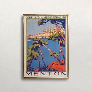 Menton France Print, Vintage Wall Art, France Travel Poster, France Wall Art, Menton Wall Art, DIGITAL DOWNLOAD, PRINTABLE Wall Art